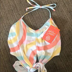 NWT Kortni Jeane Tie up Front Top Small Rainbow